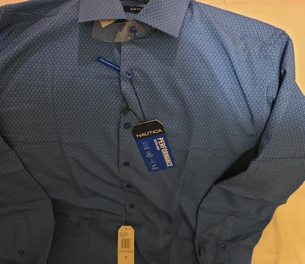 Nautica Men's Geometric Blue Dress Shirt
